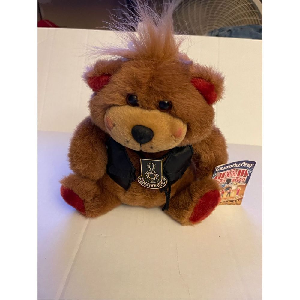 GRAND OLE OPRY Vintage 1995 24K Company 8” HOOCH Plush Bear Black Leather Fringe